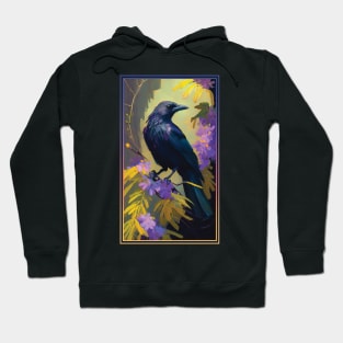 Crow Vibrant Tropical Flower Tall Digital Oil Painting Portrait Hoodie